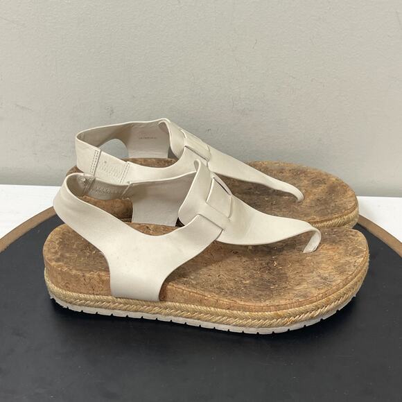 Vince Kirraβ Sandals Women 7M TanLeather Cork Footbed Slingback Platform - Picture 1 of 12